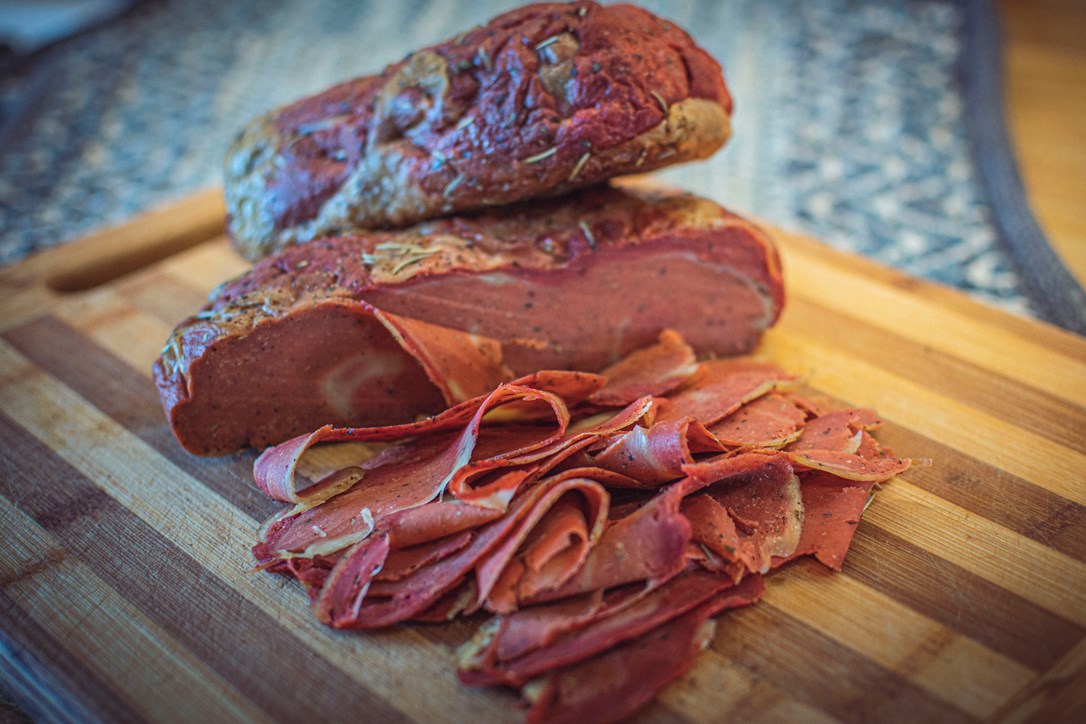 sliced and roasted vegan seitan ham