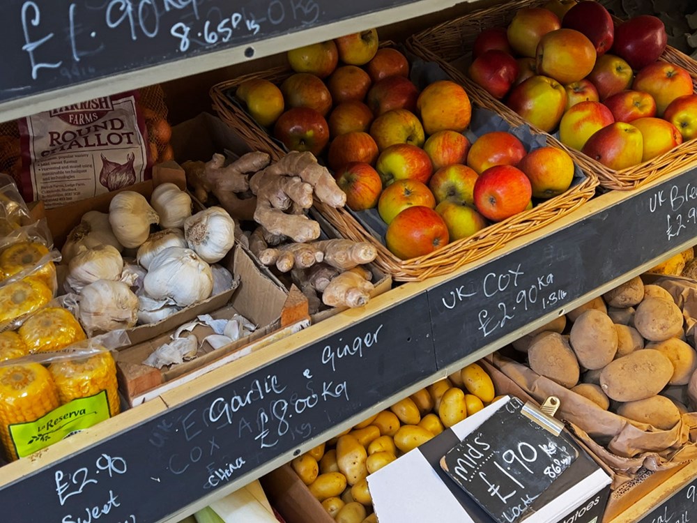 fruit and veg on sale in greengrocers